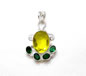 Sterling Silver Pendant with Yellow  Green Crystals
